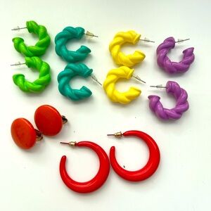 80s Plastics, Colorful Hoop and Stud Earring Set